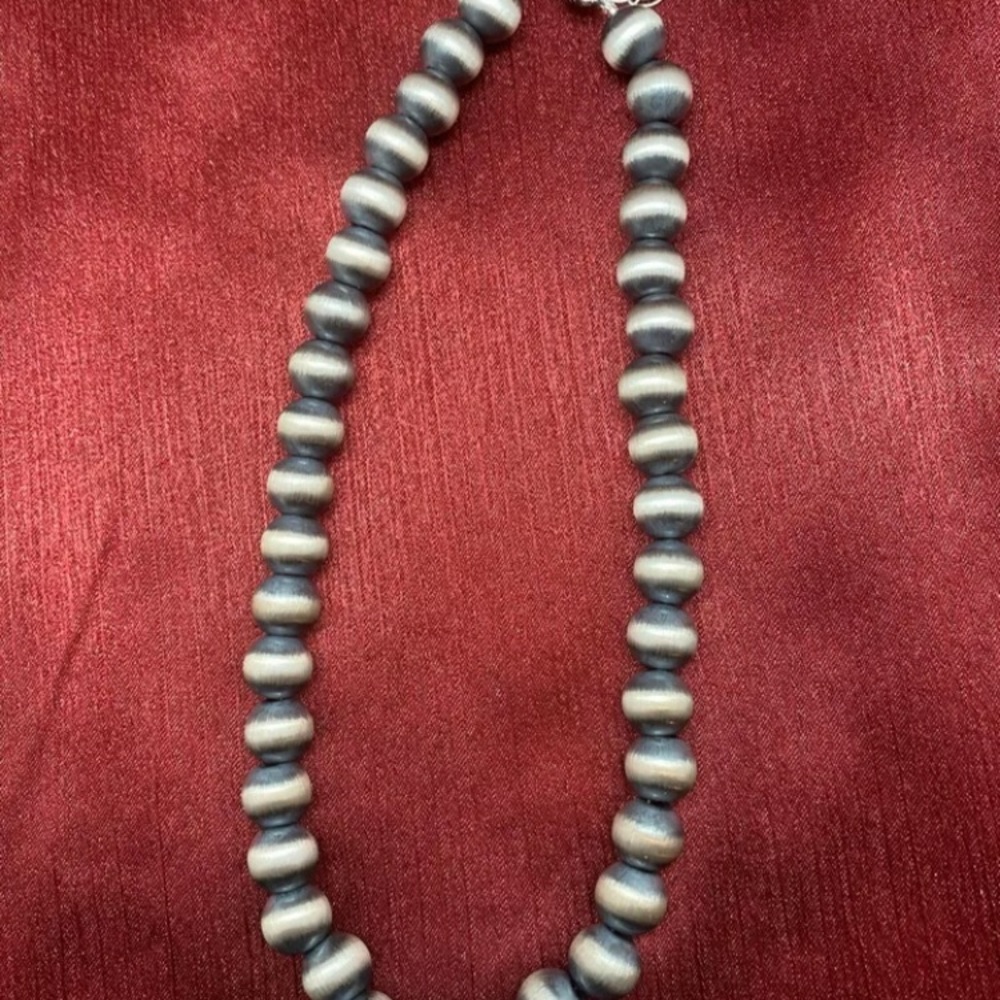 Sterling Silver 11 mm Bead Necklace - Picture 4 of 10